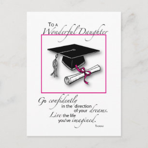 Daughter Graduation Pink Black Postcard