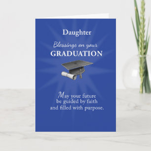 Daughter Graduation Religious Blessings Blue Rays Card