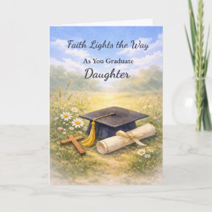 Daughter Graduation ReligiousCap and Cross Card