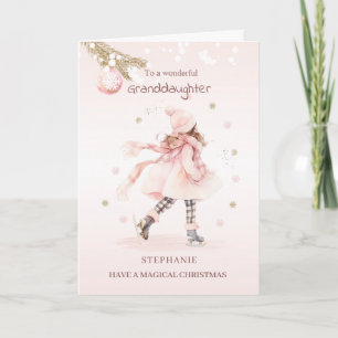 Daughter/Granddaughter Pink Christmas Little Girl  Holiday Card