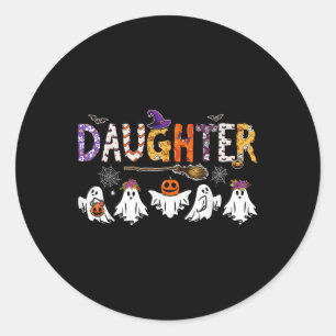 Daughter Halloween Boo Ghost Horror Costume Funny  Classic Round Sticker