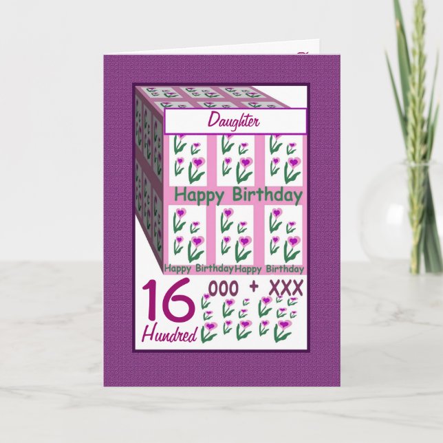 DAUGHTER - Happy 16th Birthday Card (Front)