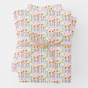 Daughter Happy Birthday Candles Wrapping Paper Sheet