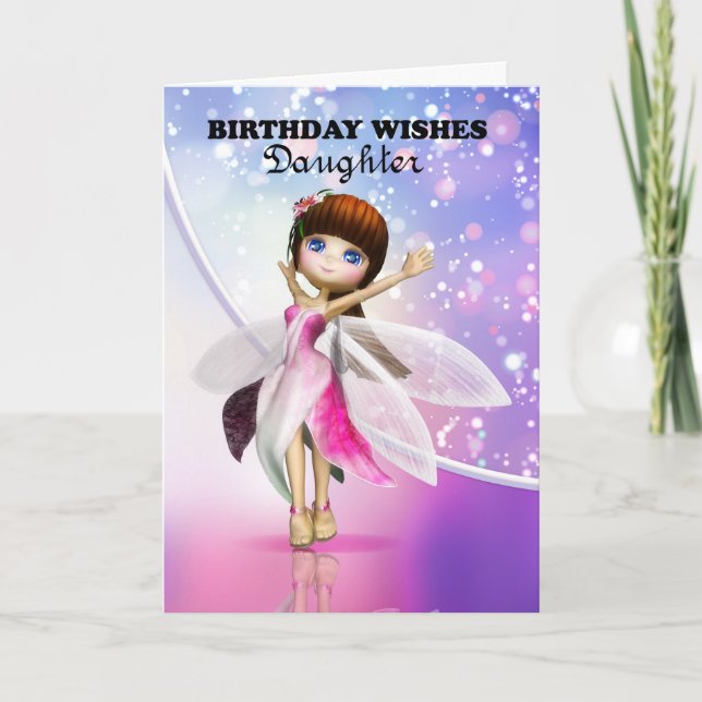Daughter, Happy Birthday cute fairy dancing Card (Front)
