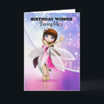 Daughter, Happy Birthday cute fairy dancing Card<br><div class="desc">A cute fairy dances making magical sparkles flow in the air,  on a pretty blended background with sparkle bokeah lights. Great for that special young one who adores fairies.</div>