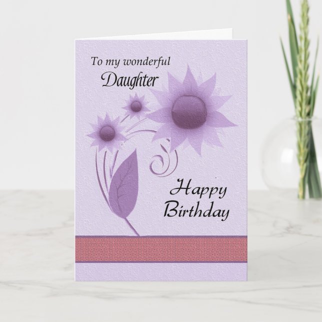 Daughter - Happy Birthday - Digital Floral Card (Front)