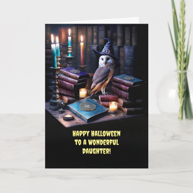Daughter Happy Halloween with Cute Magical Witchy  Card (Front)