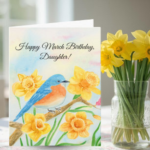 Daughter Happy March Birthday Blue Bird Card