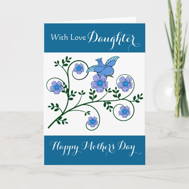 Daughter / Happy Mother's Day - Flowers and Bird Card (Front)