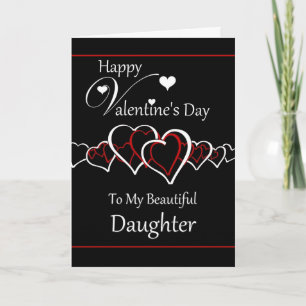 Daughter Happy Valentine's Day / Heart Silhouettes Holiday Card