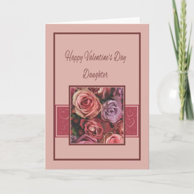 Daughter Happy Valentine's Day Roses Holiday Card (Front)