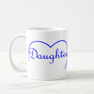 Daughter heart in blue coffee mug