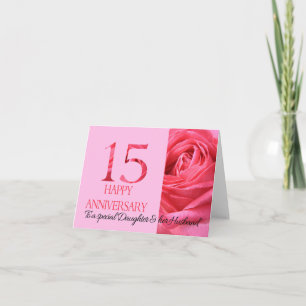 Daughter & Husband Anniversary Card Pink Rose