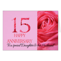 Daughter & Husband Anniversary Card Pink Rose