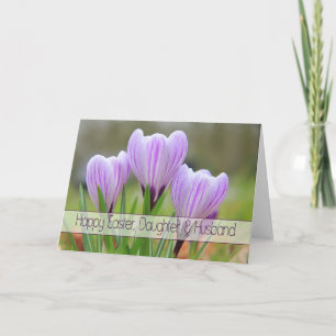 Daughter & Husband   Happy Easter Purple crocuses Holiday Card
