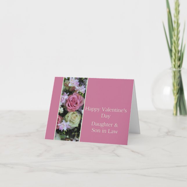 Daughter & Husband Happy Valentine's Day Roses Holiday Card (Front)