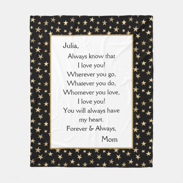 Daughter I Love You Fleece Blanket (Front)