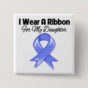 Daughter - I Wear Periwinkle Ribbon 15 Cm Square Badge