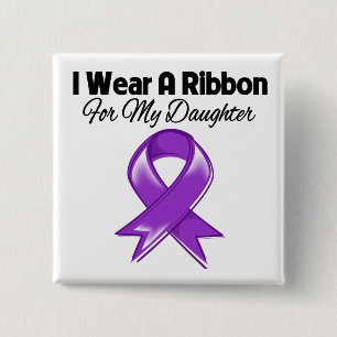 Daughter - I Wear Purple Ribbon 15 Cm Square Badge