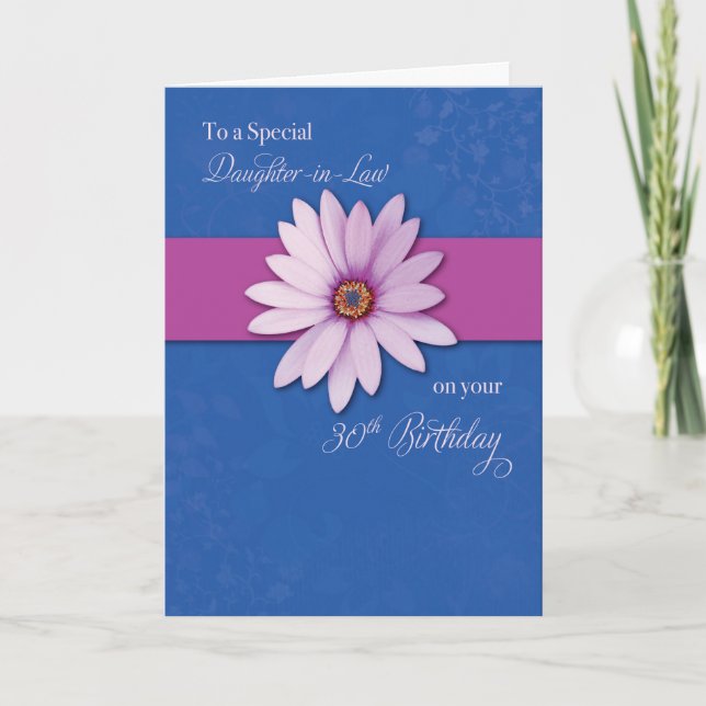 Daughter-in-Law 30th Birthday Daisy on Pink & Purp Card (Front)