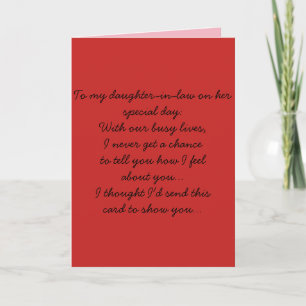 Daughter-in-law birthday card. card