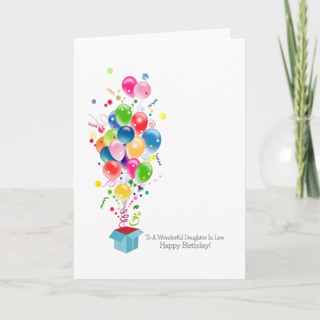 Daughter In Law Birthday Cards, Colourful Balloons Card (Front)