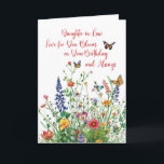 Daughter in Law Birthday Love In Bloom Wildflowers Card<br><div class="desc">This elegant birthday card is a wonderful way to celebrate a special Daughter-in-Law. The delicate wildflowers and fluttering butterflies on the front symbolise the warmth and happiness she brings to the family. Inside, a heartfelt message expresses appreciation for her and sends warm wishes for a beautiful birthday. A perfect choice...</div>