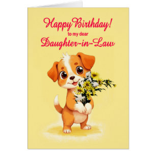 Daughter In Law Birthday Puppy and Flowers 