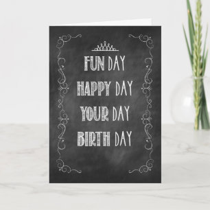 Daughter-in-Law Chalkboard Birthday, Crown Card