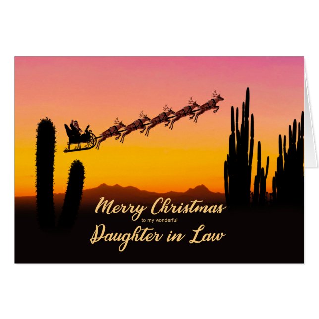 Daughter In Law Christmas Santa Over Desert (Front Horizontal)