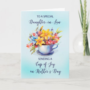 Daughter in Law Cup of Joy  Flowers Mothers Day  Card