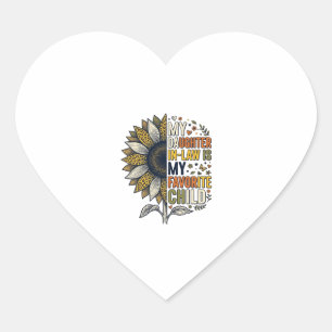 Daughter In Law Favourite Child Sunflower Vintage  Heart Sticker