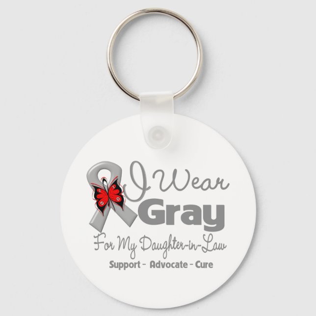 Daughter-in-Law - Grey Ribbon Awareness Key Ring (Front)