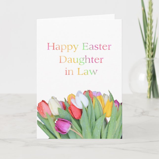Daughter in Law  Happy Easter Tulip card (Front)