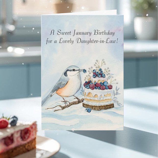 Daughter-in-Law Happy January Birthday Nuthatch  Card (Creator Uploaded)
