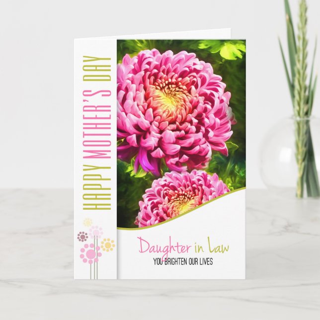 Daughter in Law Mother's Day Pink Dahlia Garden Card (Front)