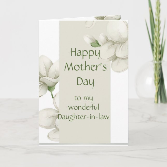 Daughter-in-law Mother's Day White Flowers Floral  Holiday Card (Front)