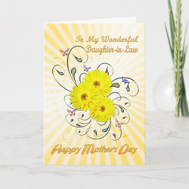 Daughter-in-Law Mother's Day with yellow flowers Card (Front)