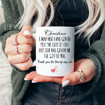 Daughter In Law Mug<br><div class="desc">This sentimental design is perfect for family members,  a stepson's spouse,  or a prospective daughter-in-law to express gratitude for a loved one's love for their son. It serves as a reminder of their important role in the family and is suitable for various occasions.</div>