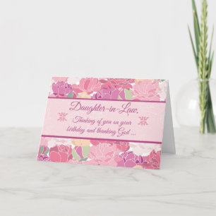 Daughter-in-Law Peonies Flowers Religious Birthday Card