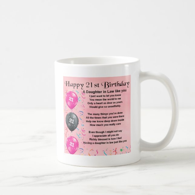 Daughter in Law Poem - 21st Birthday Coffee Mug (Right)