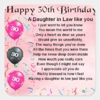 Daughter in Law Poem - 30th Birthday
