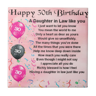 Daughter in Law Poem - 30th Birthday Tile