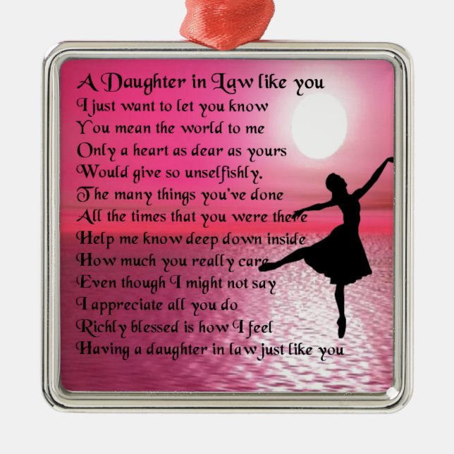 Daughter in Law Poem - Ballerina Metal Tree Decoration (Front)
