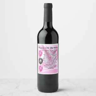 Daughter in Law Poem Bottle Label 30th Birthday