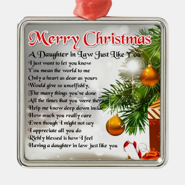 Daughter in Law Poem - Christmas Design Metal Tree Decoration (Front)