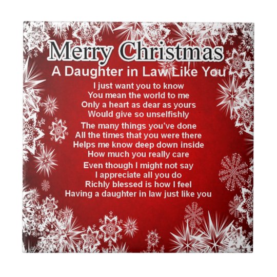 Daughter in Law Poem - Christmas Design Tile | Zazzle.co.uk