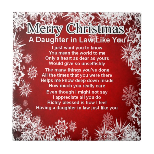 Daughter in Law Poem - Christmas Design Tile (Front)