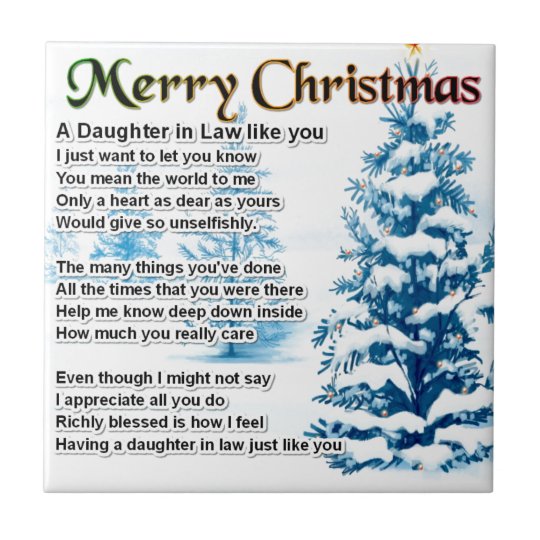 Daughter in Law Poem - Christmas Design Tile | Zazzle.co.uk