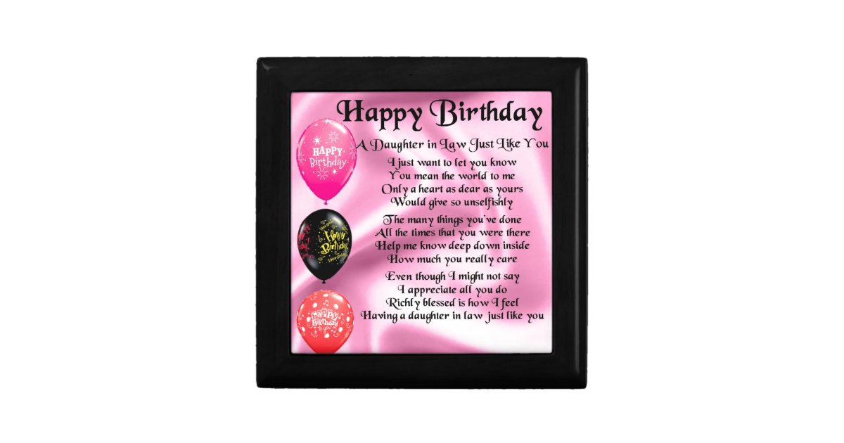 Daughter in Law Poem - Happy Birthday Gift Box | Zazzle.co.uk